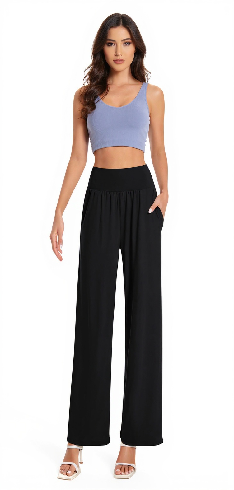 Wide-Leg Yoga Pants in Black — Brunch Fit Club style look